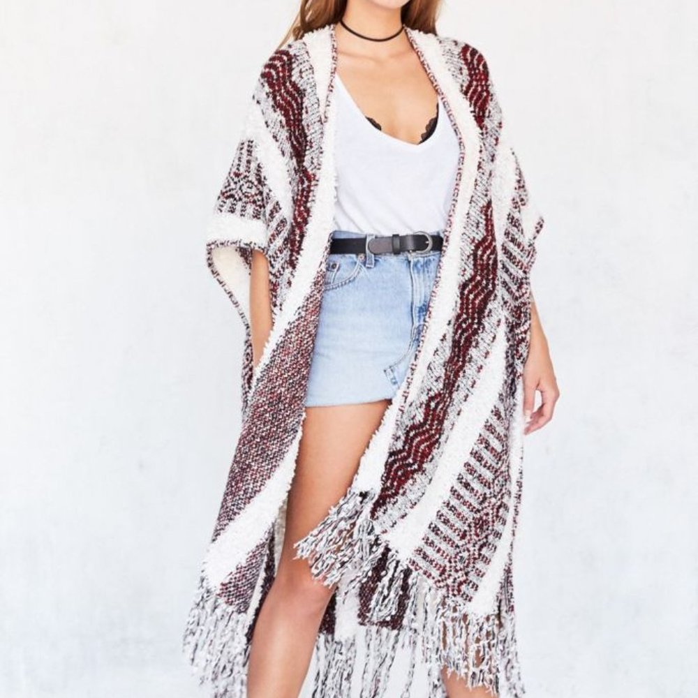 ECOTE TEXTURED STRIPE SWEATER PONCHO